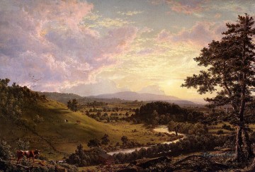 View near Stockbridge Mass scenery Hudson River Frederic Edwin Church Oil Paintings